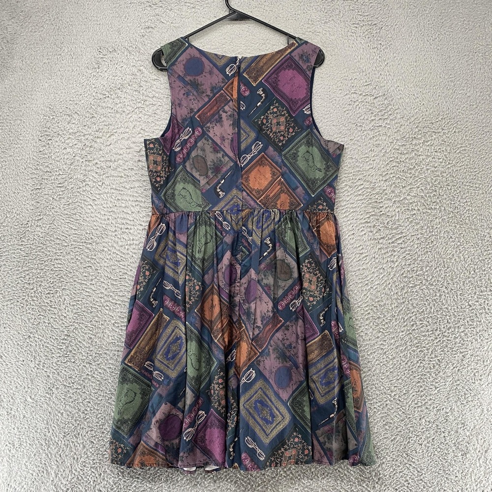 ModCloth Dress Womens XL Patchwork Fit Flare Cotton V-Neck Moody Knee Length - Picture 8 of 12